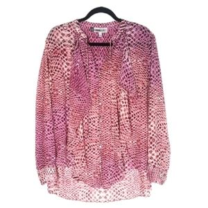 JENNIFER LOPEZ Pink Ombre Animal Reptile Print Semi Sheer Long Sleeve Top Small